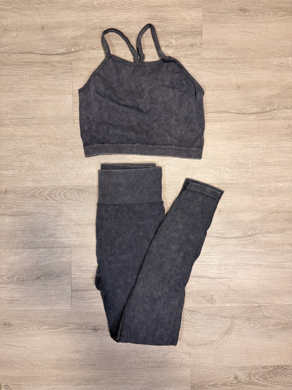Fashion Nova Charcoal Gray Ribbed Jogger Set